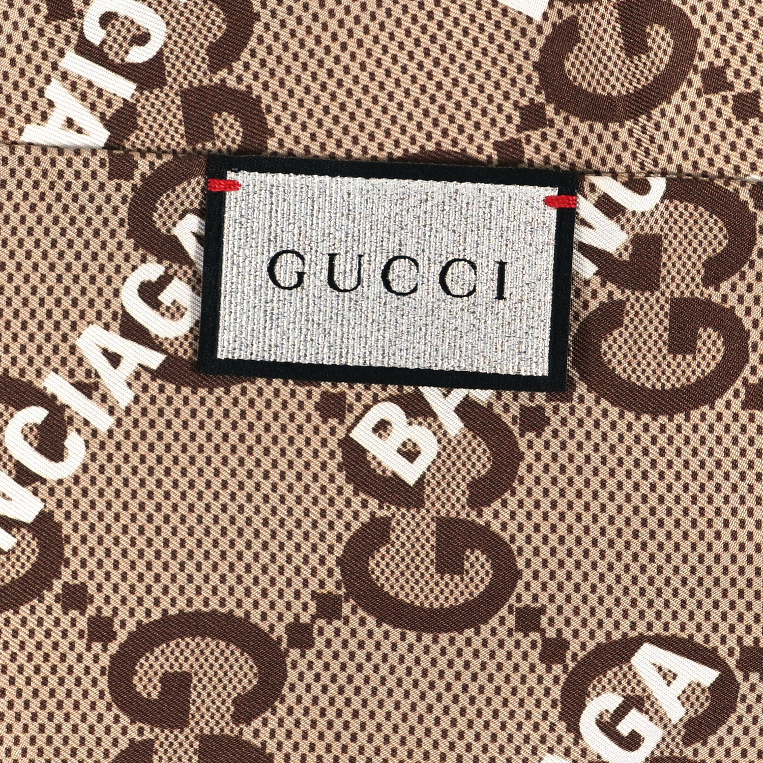 Gucci X BALENCIAGA Silk Twill Maxi GG Monogram GG B Neck Bow Scarf Beige White 3 of 3