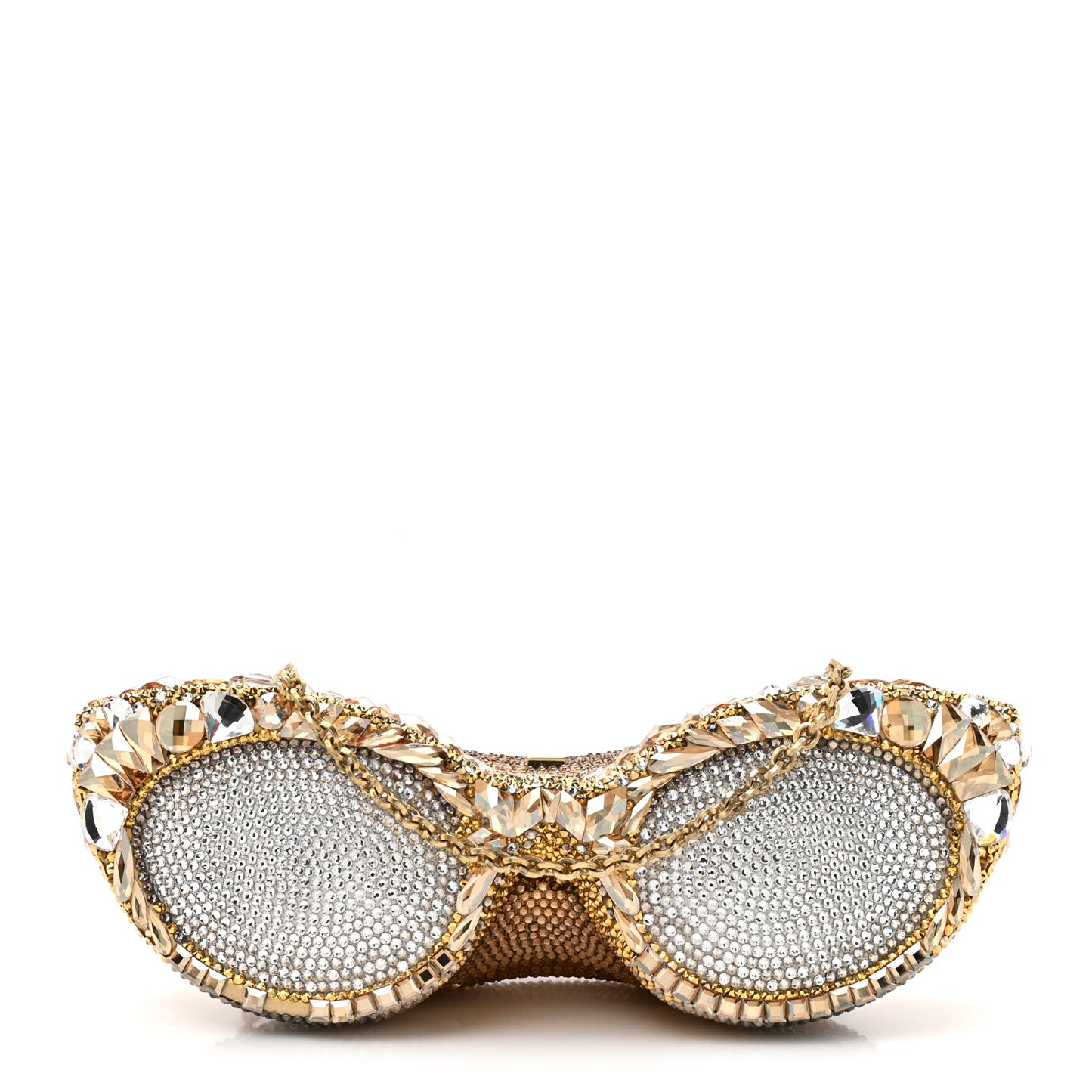 Crystal Sunglass Minaudiere Clutch Gold Silver