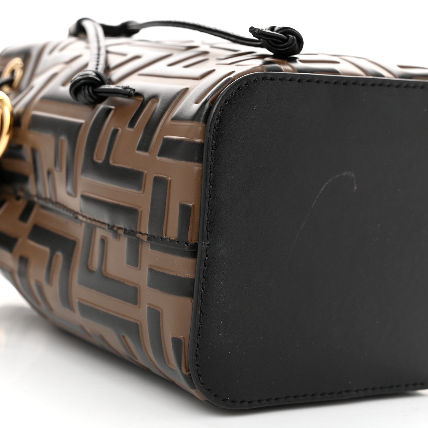 Fendi Vitello Liberty F is Fendi Bi-Color FF 1974 Embossed Mini Mon Tresor Bucket Bag Maya Black 9 of 11