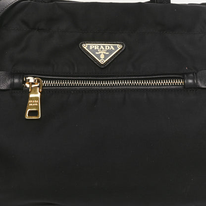 Prada Tessuto Nylon Saffiano Shopping Tote Black 7 of 9