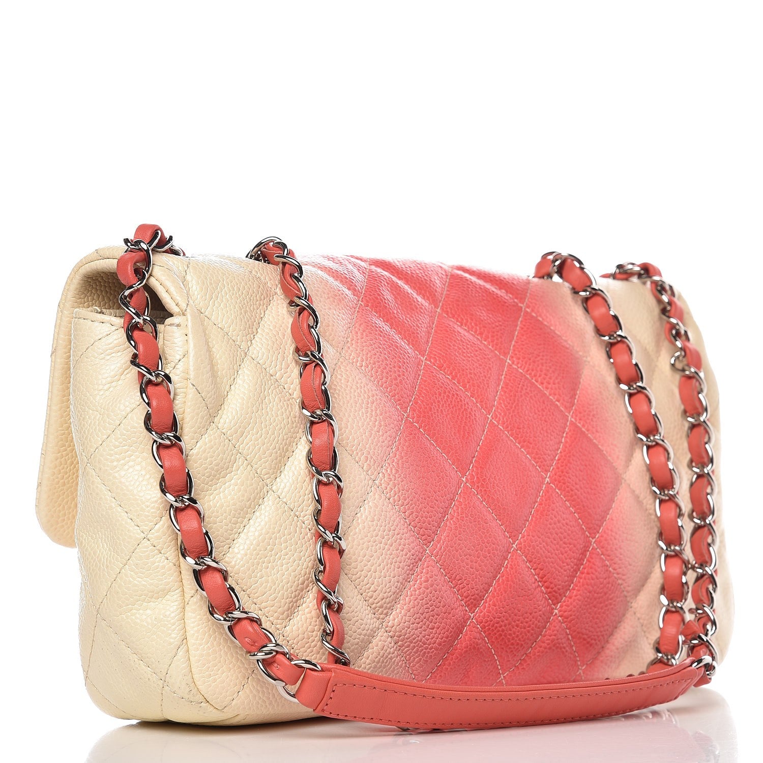 Chanel Caviar Quilted Ombre Medium Single Flap White Rose Pink 4 of 8