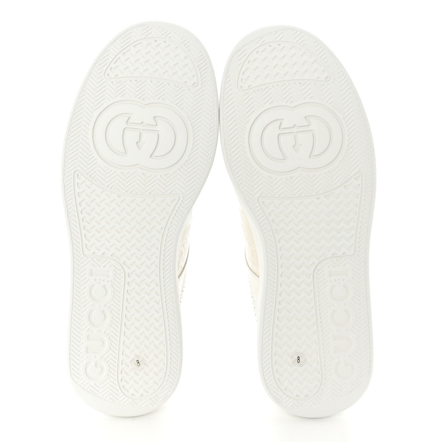 Gucci Calfskin GG Tennis Embossed Perforated Mens Interlocking G 55mm Sneakers 8 Great White 5 of 9