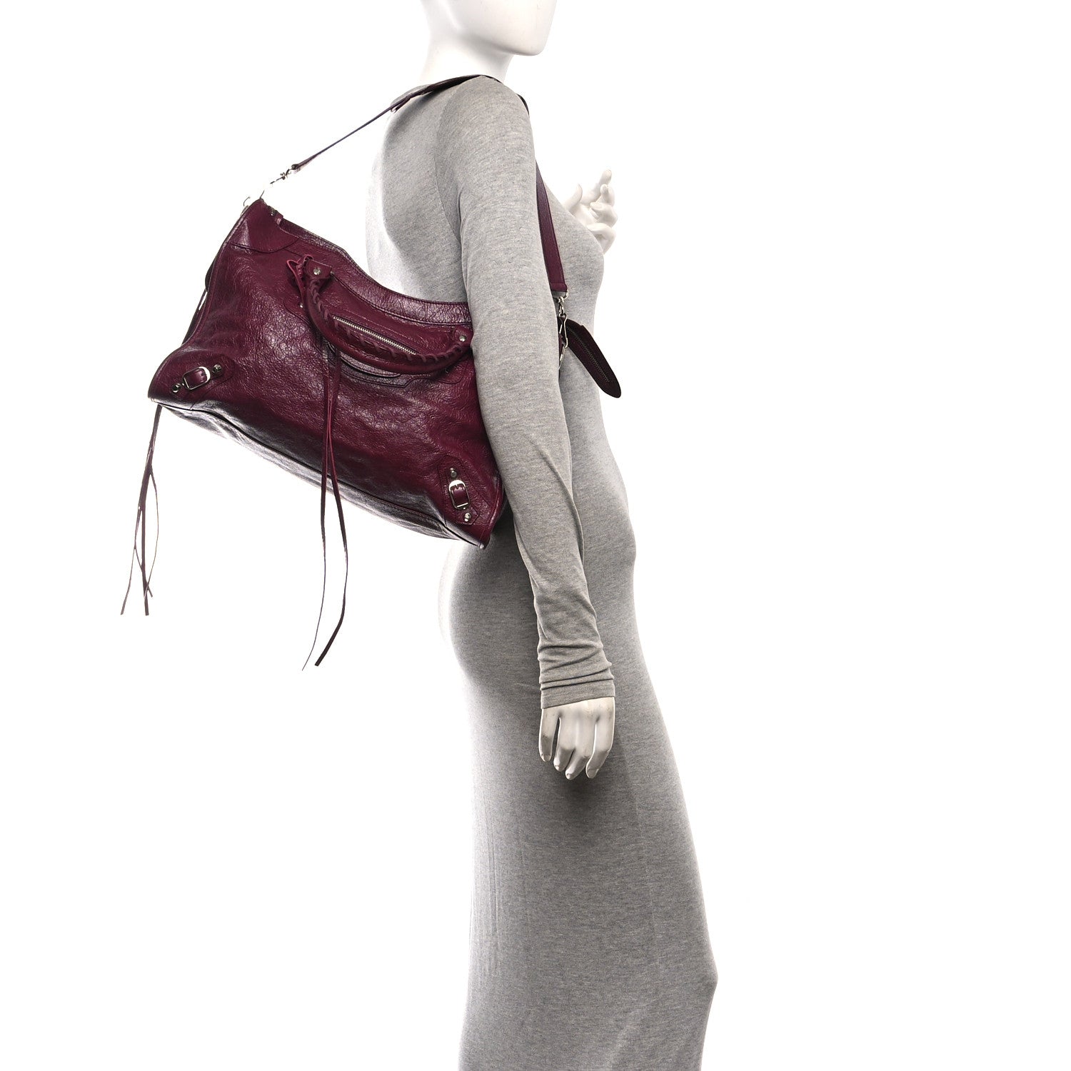 Balenciaga Agneau Classic Silver Hardware City Violet Prune 2 of 11