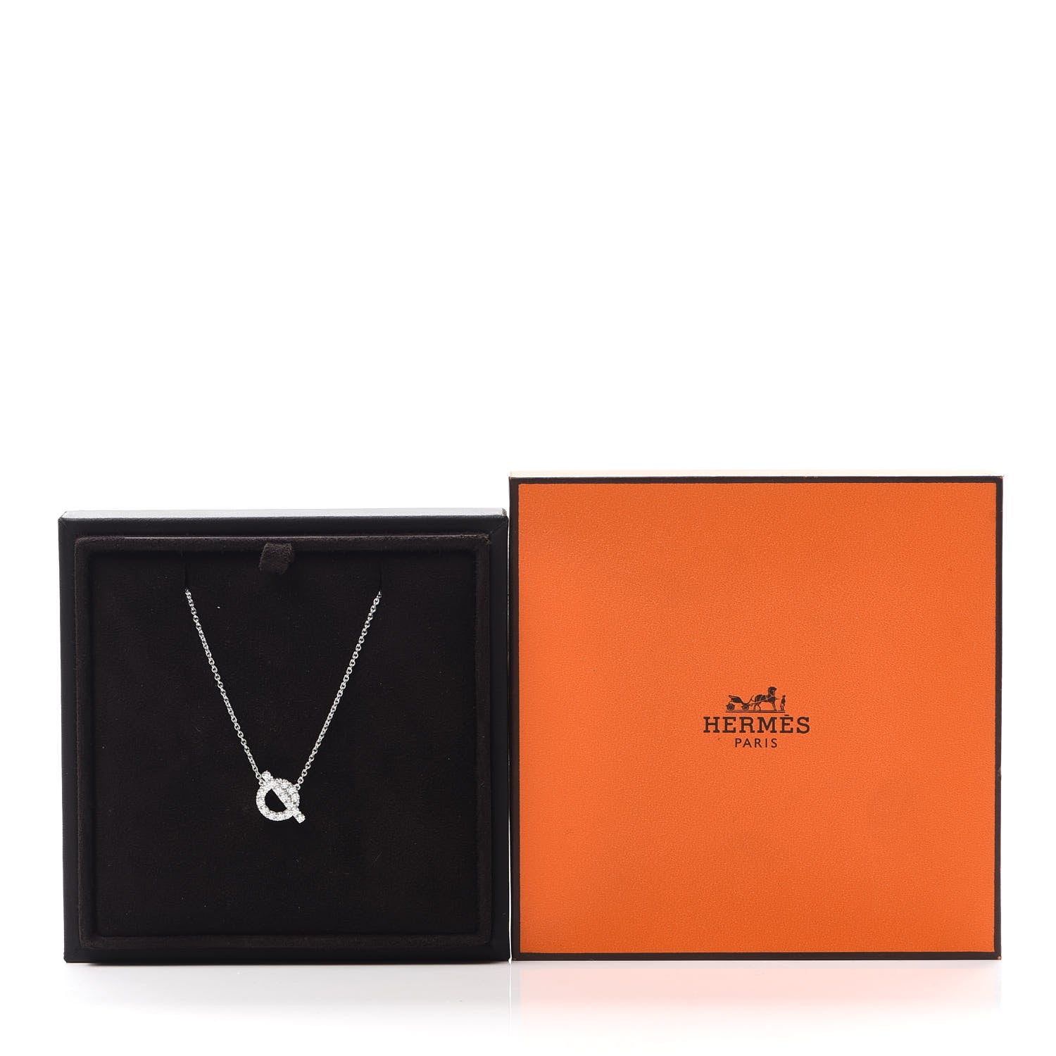 Hermes 18K White Gold Diamond Finesse Pendant Necklace 6 of 6