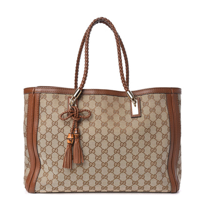 Gucci Monogram Cellarius Calfskin Medium Bella Tote Beige Ebony Cuir 1 of 14