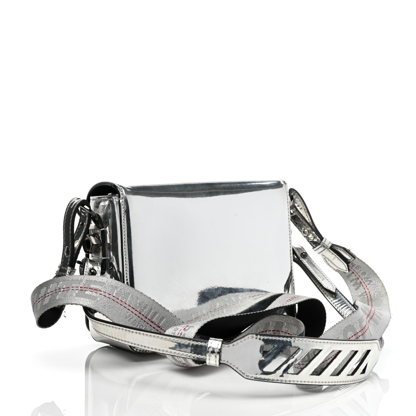 Patent Mirror Binder Clip Bag Silver