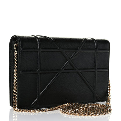 Christian Dior Grained Calfskin Diorama Wallet on Chain Pouch Black 2 of 8