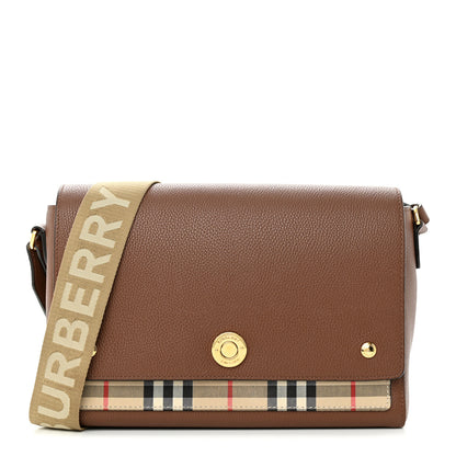 Burberry Calfskin Vintage Check Note Crossbody Bag Tan 1 of 13