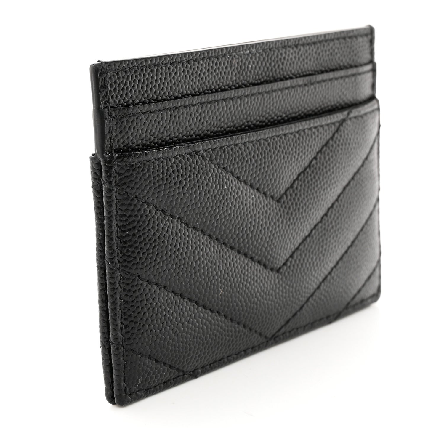 Grain De Poudre Matelasse Chevron Monogram Credit Card Case Black