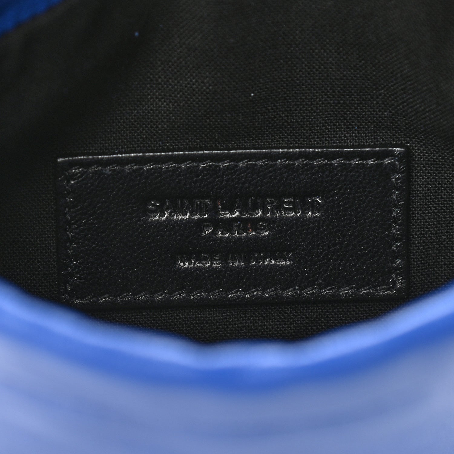 Saint Laurent Lambskin Paris Drawstring Pouch Bleu Majorelle 6 of 9