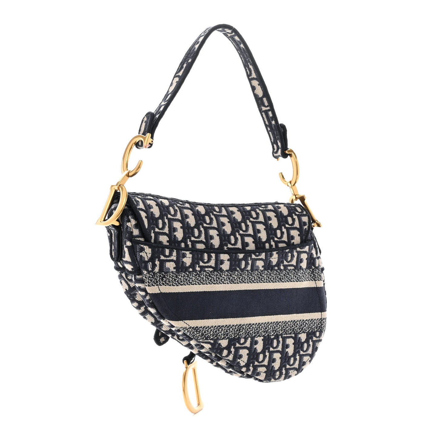 Oblique Embroidered Saddle Bag Blue