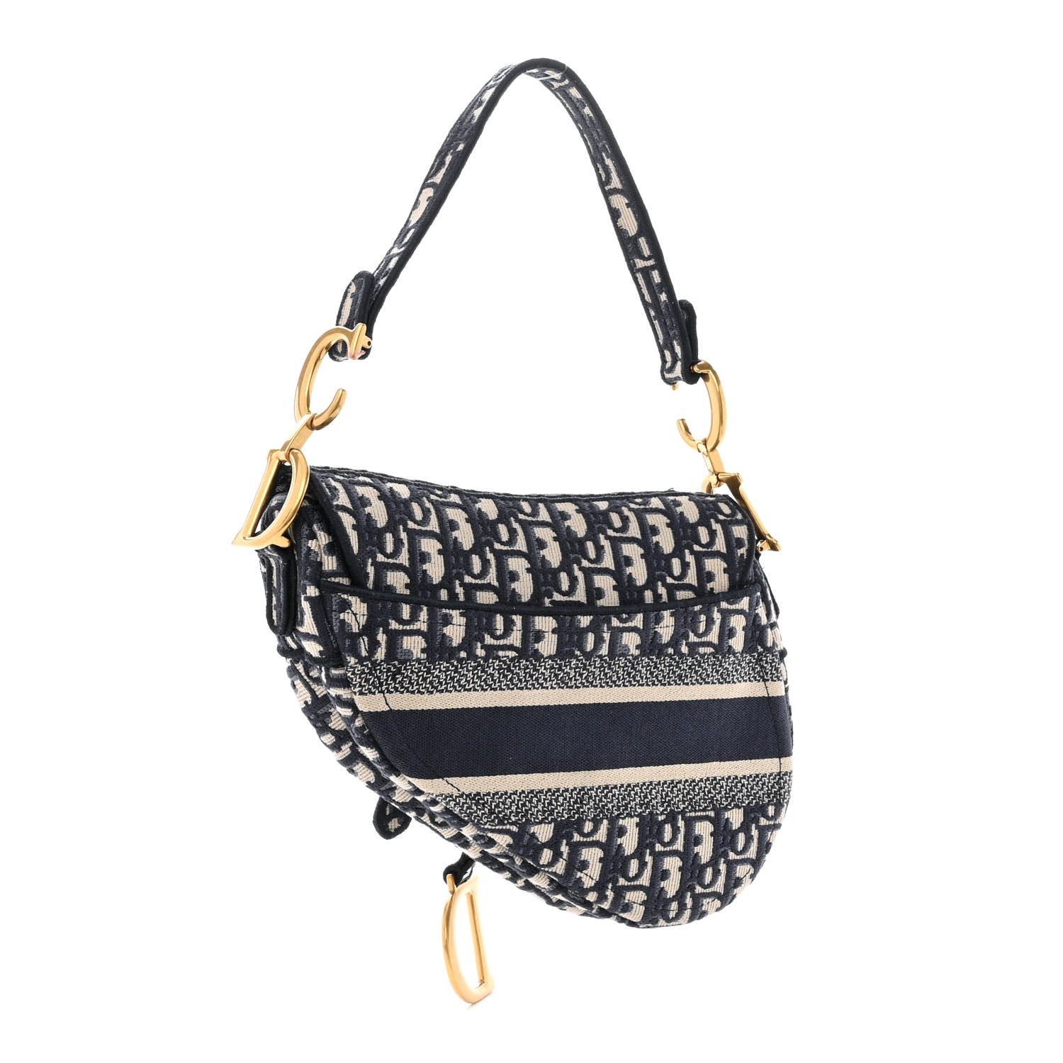 Christian Dior Oblique Embroidered Saddle Bag Blue 3 of 9