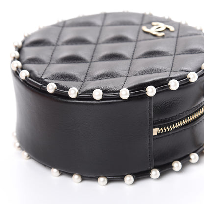 Chanel Calfskin Quilted Pearl Round Clutch With Chain Black 8 of 10