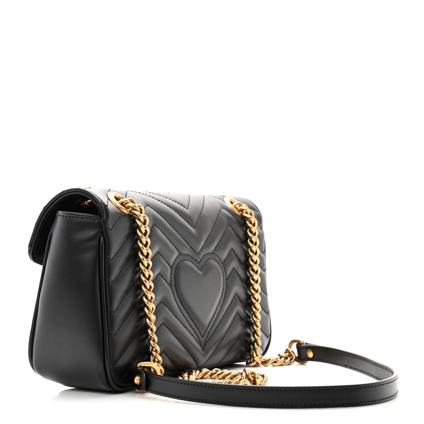 Calfskin Matelasse Small GG Marmont Shoulder Bag Black