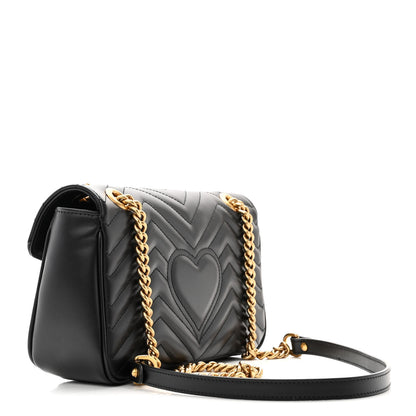 Gucci Calfskin Matelasse Small GG Marmont Shoulder Bag Black 3 of 10