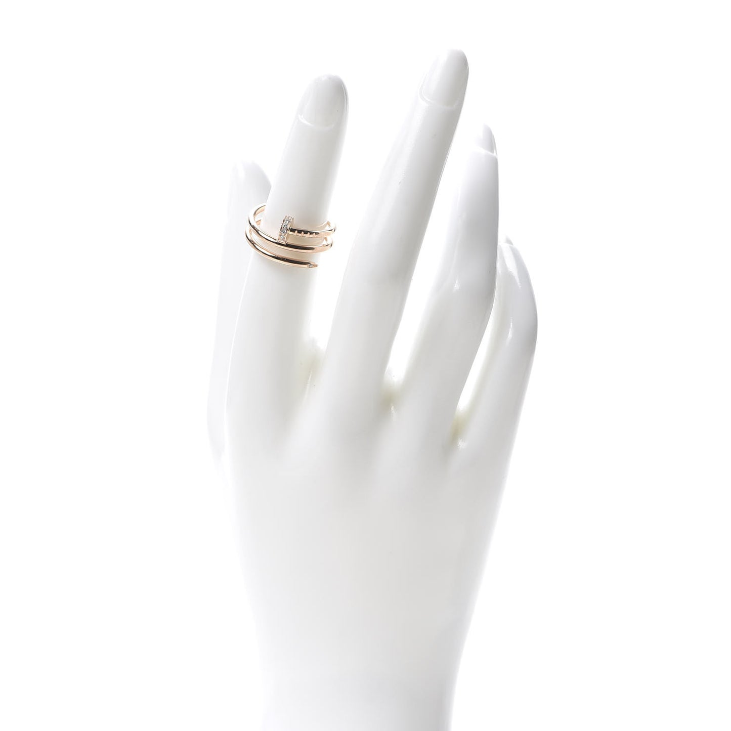 18K Pink Gold Diamond Double Juste Un Clou Ring 51 5.75