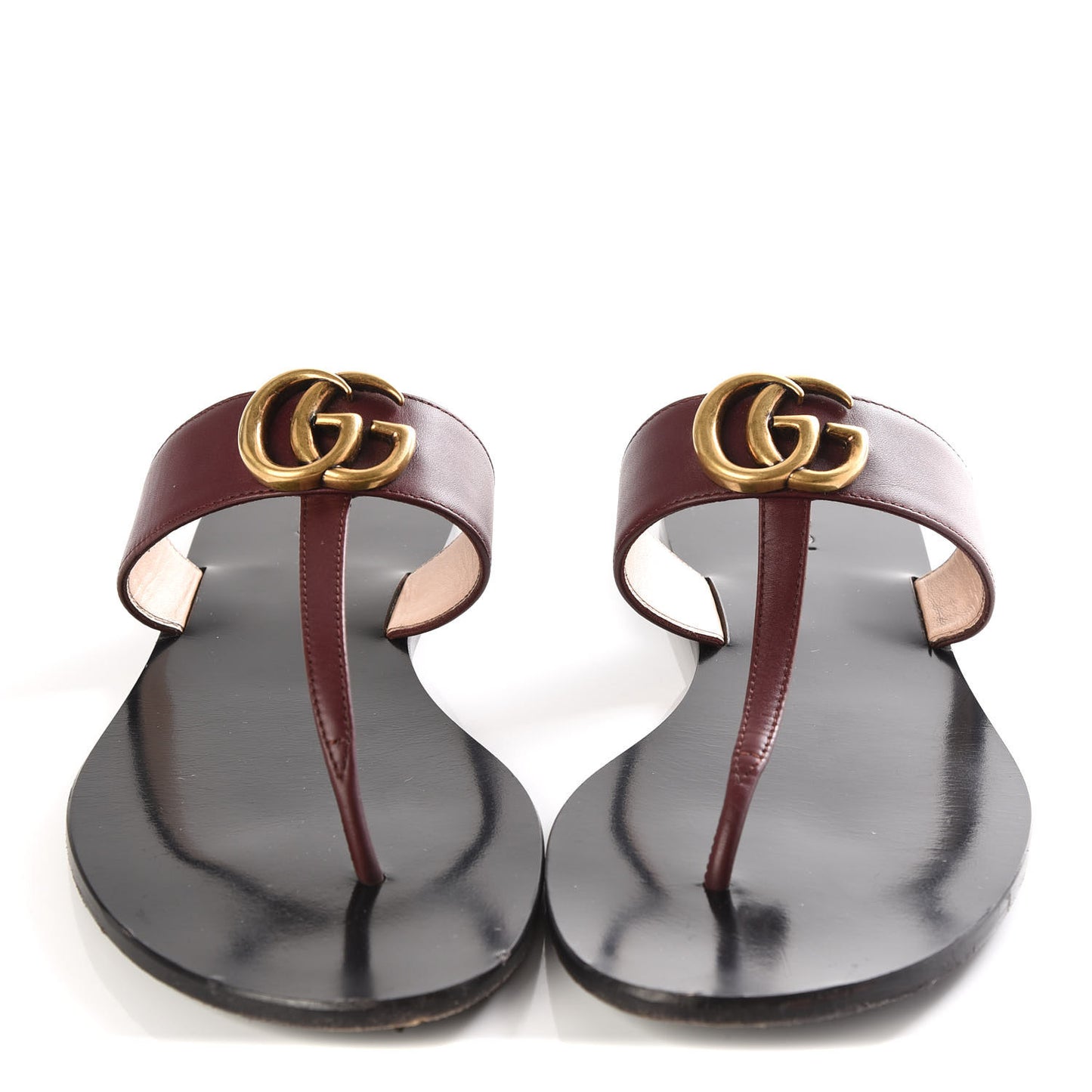 Calfskin GG Marmont Thong Sandals 39.5 Vintage Bordeaux