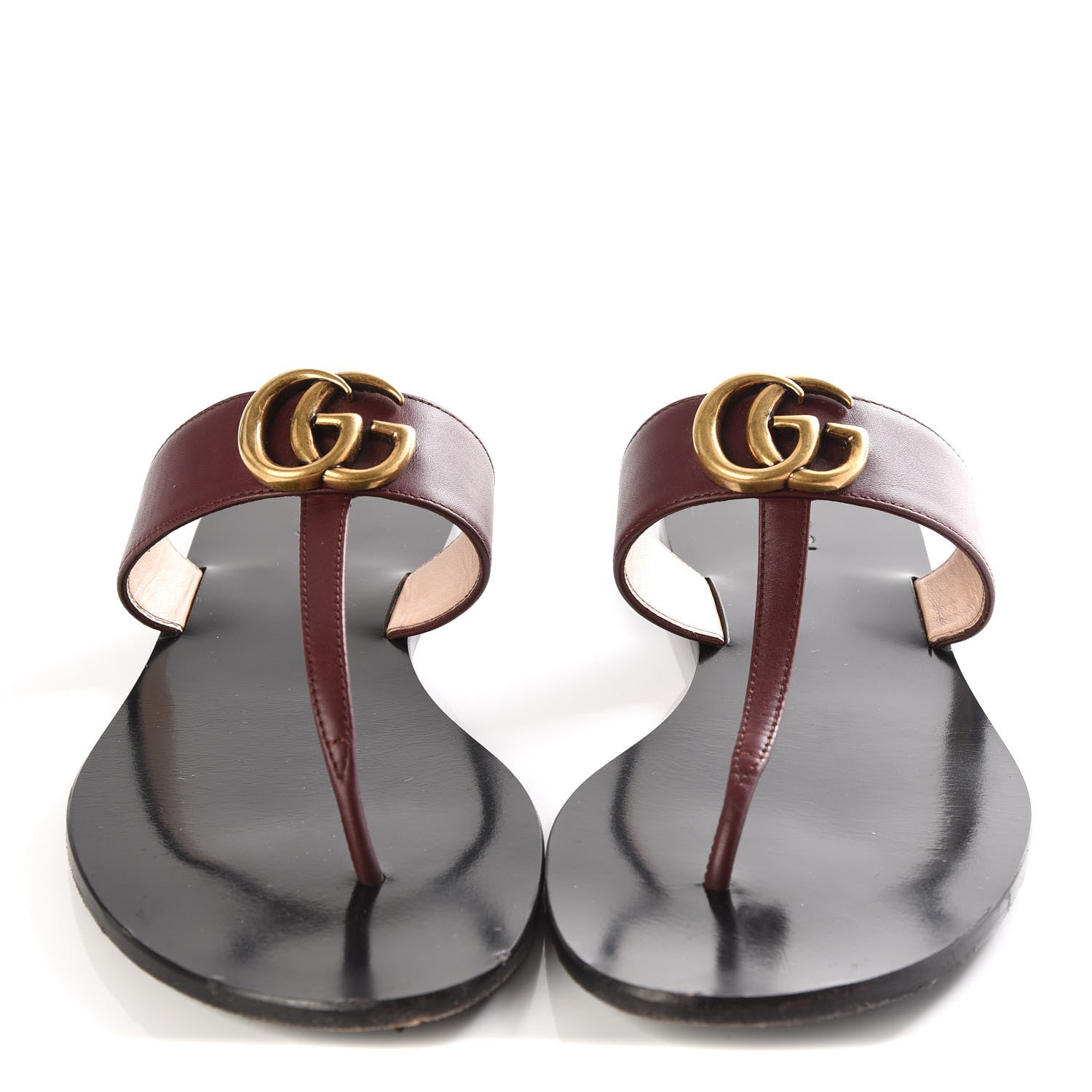 Gucci Calfskin GG Marmont Thong Sandals 39.5 Vintage Bordeaux 3 of 9