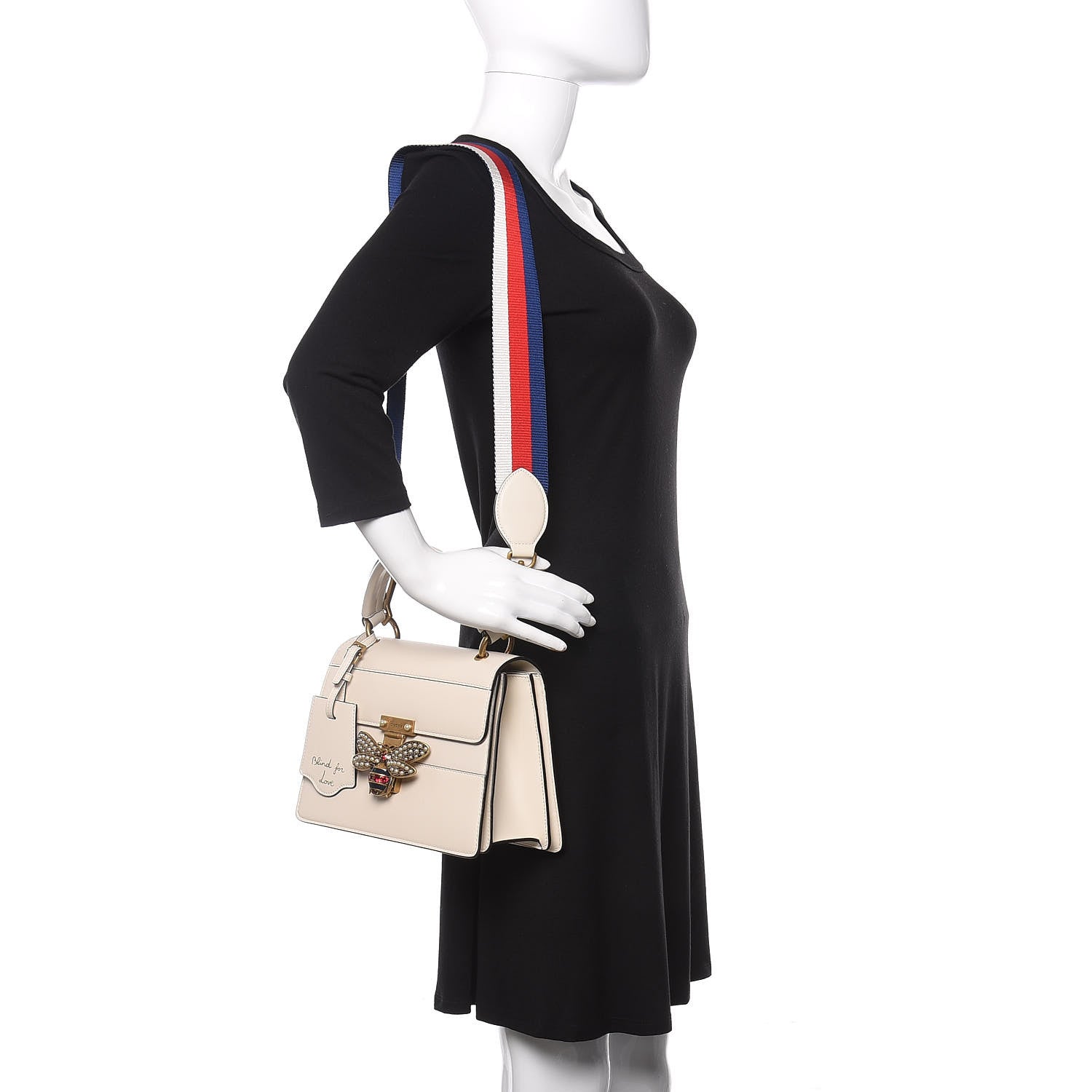 Gucci Calfskin Sylvie Web Small Queen Margaret Top Handle Bag White 2 of 10