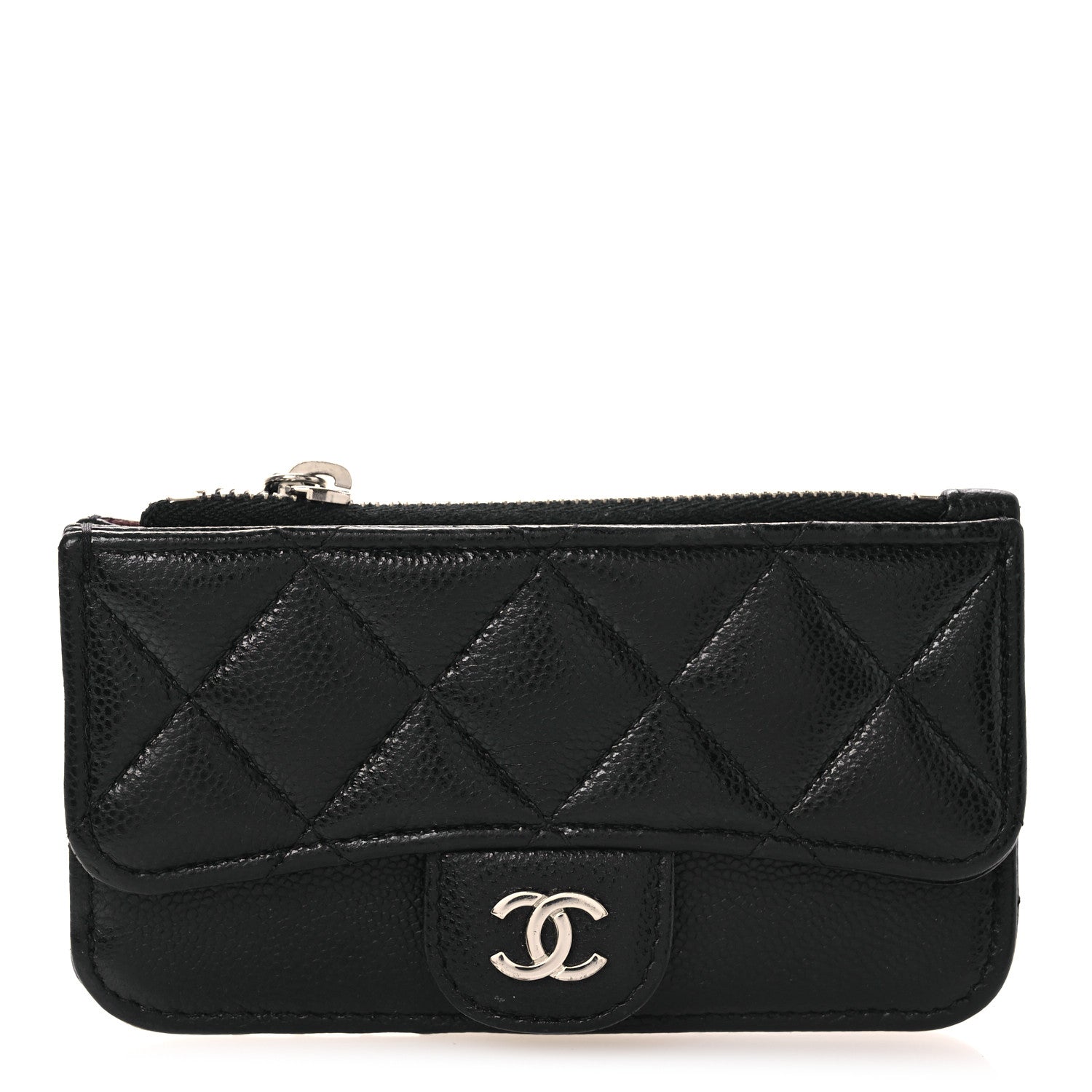 Chanel Caviar Quilted Flap Zip Card Holder Black 1 of 8