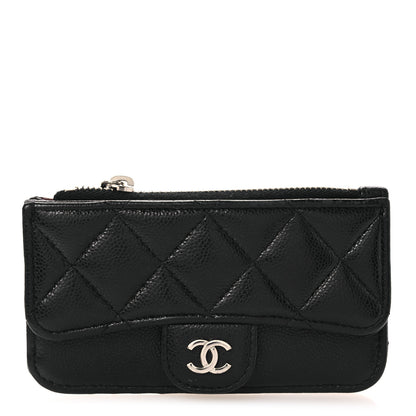 Chanel Caviar Quilted Flap Zip Card Holder Black 1 of 8
