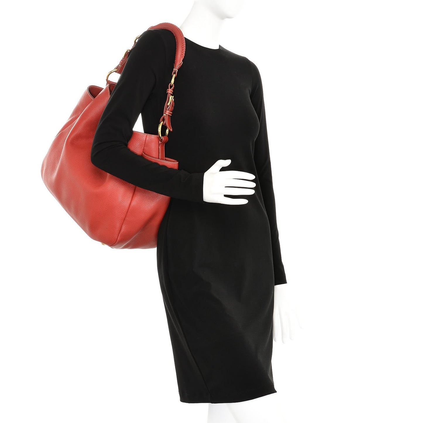 Vitello Daino Side Pocket Hobo Rosso