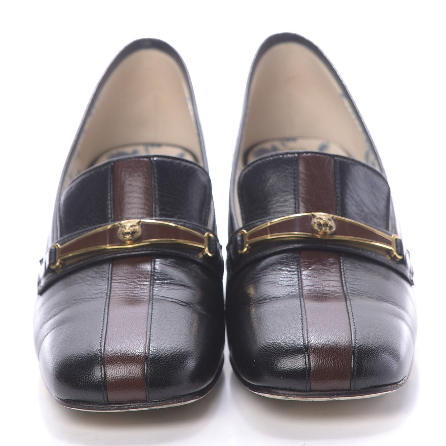 Goatskin Feline Ginger Loafer Pumps 37 Black Light Brown