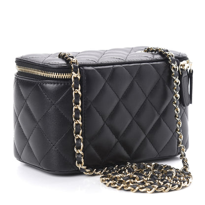 Chanel Lambskin Quilted Small Vanity Case With Chain Black 3 of 11