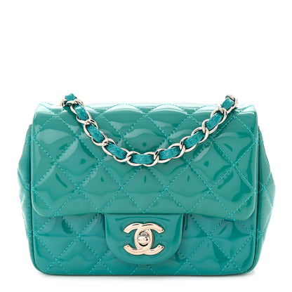 Chanel Patent Quilted Mini Square Flap Turquoise 1 of 11