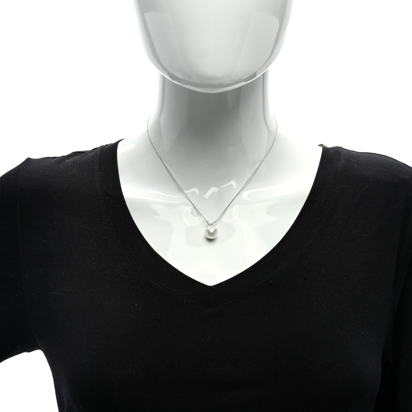 Platinum Pearl Diamond 10-11mm Victoria Pendant Necklace