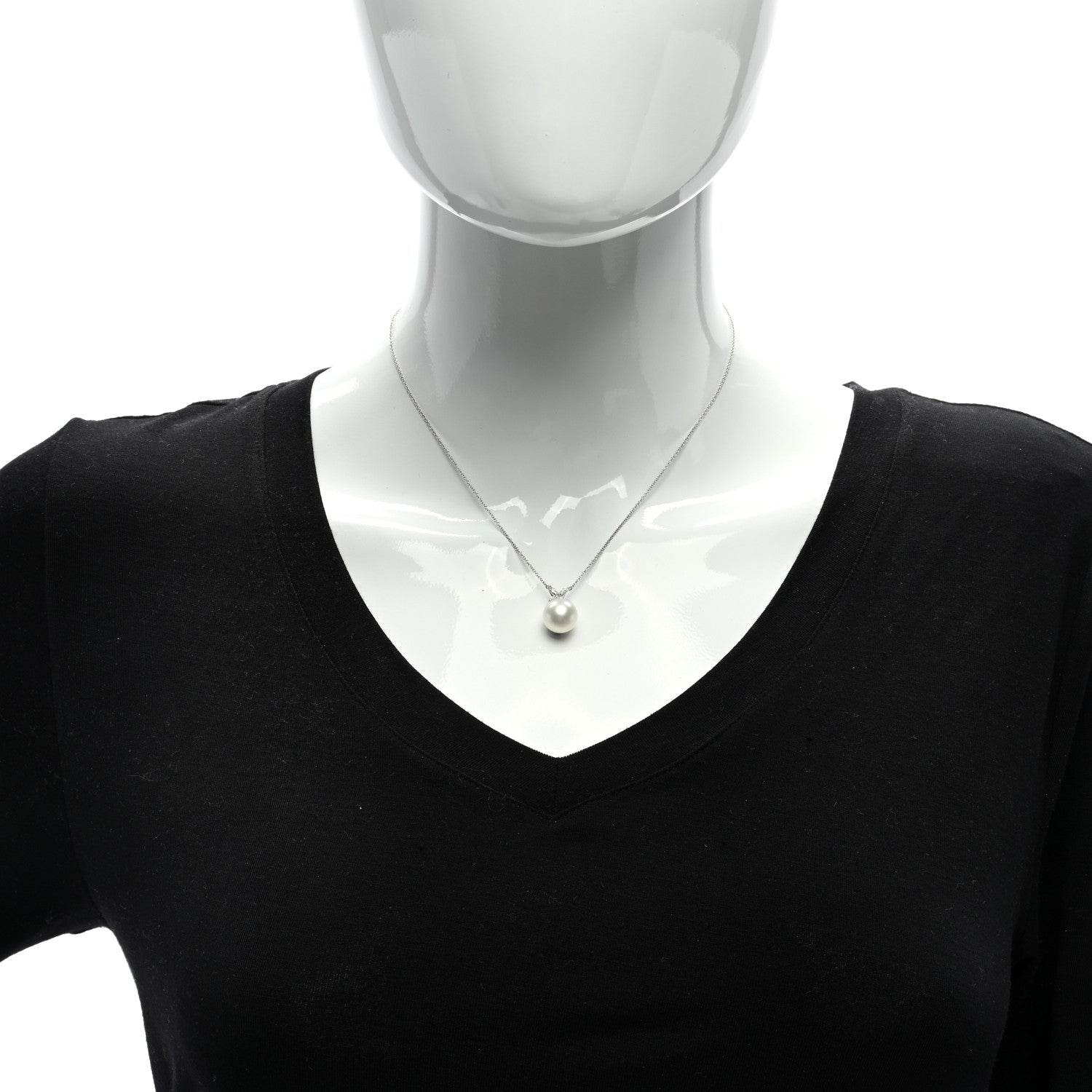 Tiffany Platinum Pearl Diamond 10-11mm Victoria Pendant Necklace 1 of 4