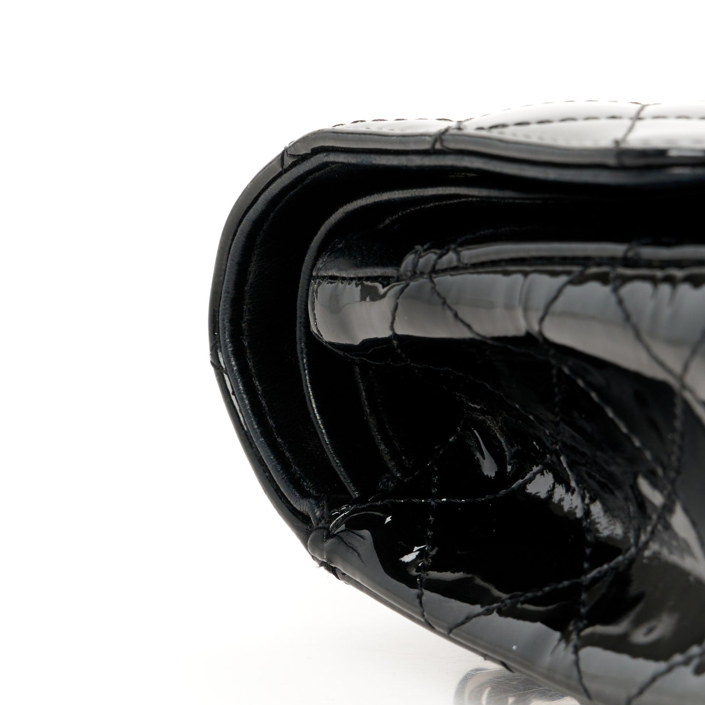 Patent Quilted Medium Double Flap Black