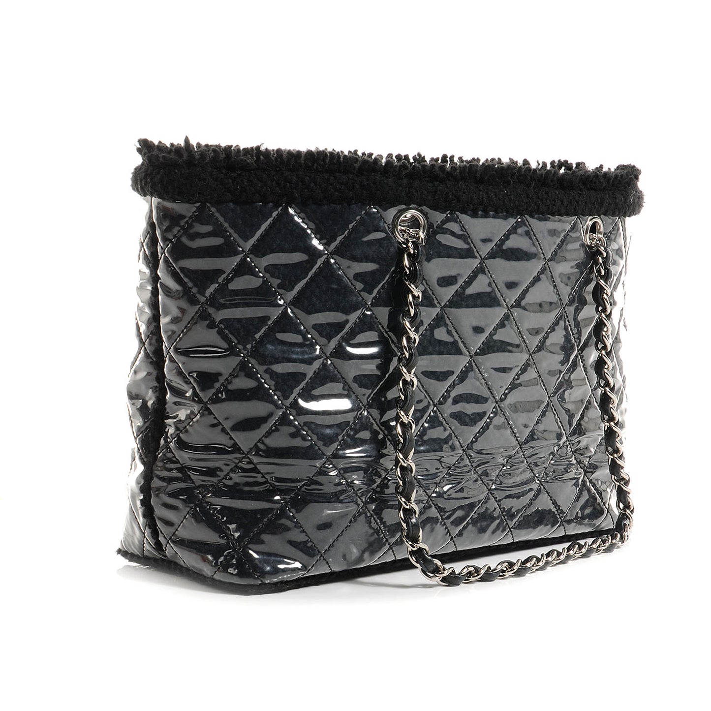Vinyl Quilted Funny Tweed Tote Black