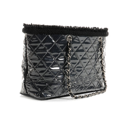 Chanel Vinyl Quilted Funny Tweed Tote Black 3 of 7