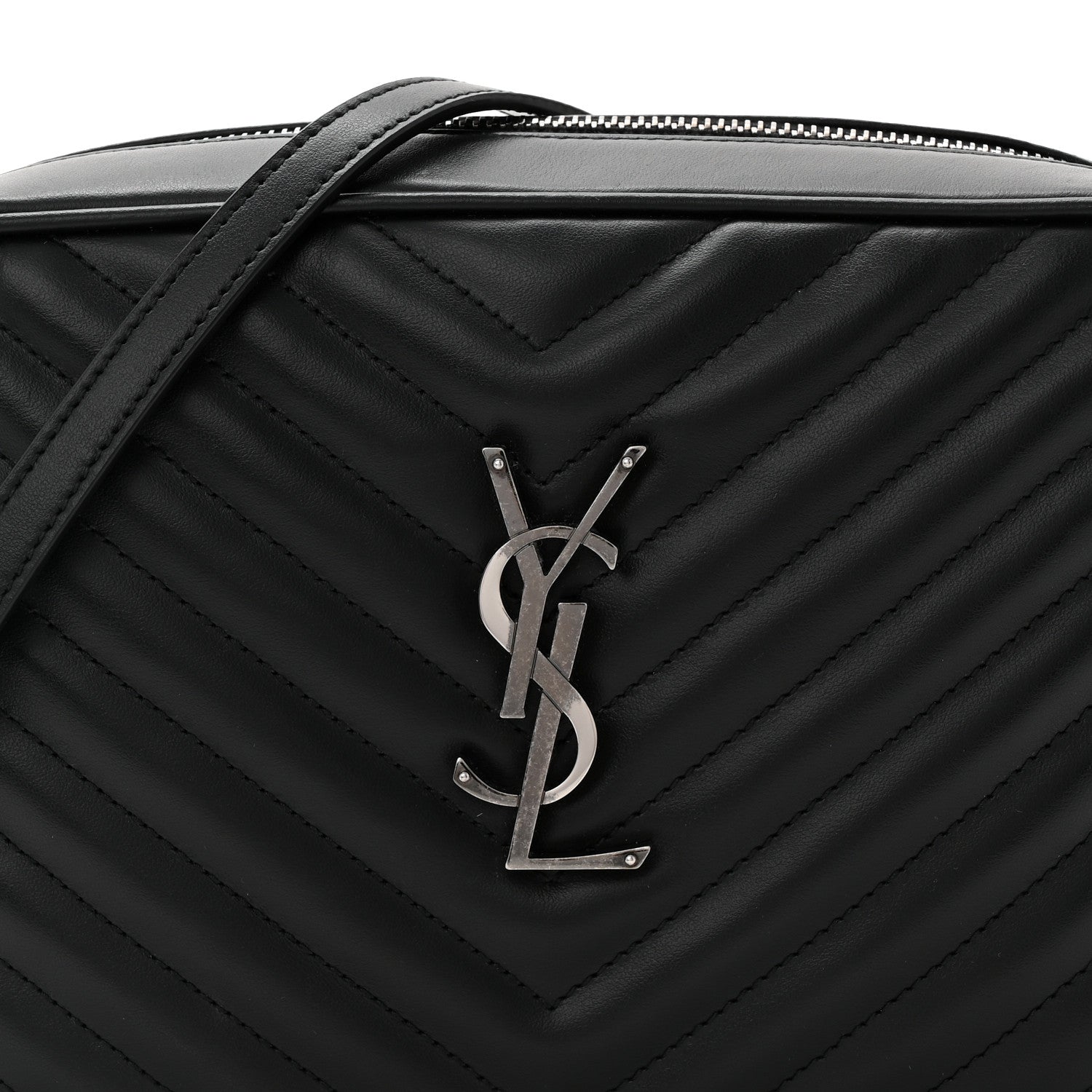 Saint Laurent Calfskin Matelasse Monogram Lou Camera Bag Black 8 of 11