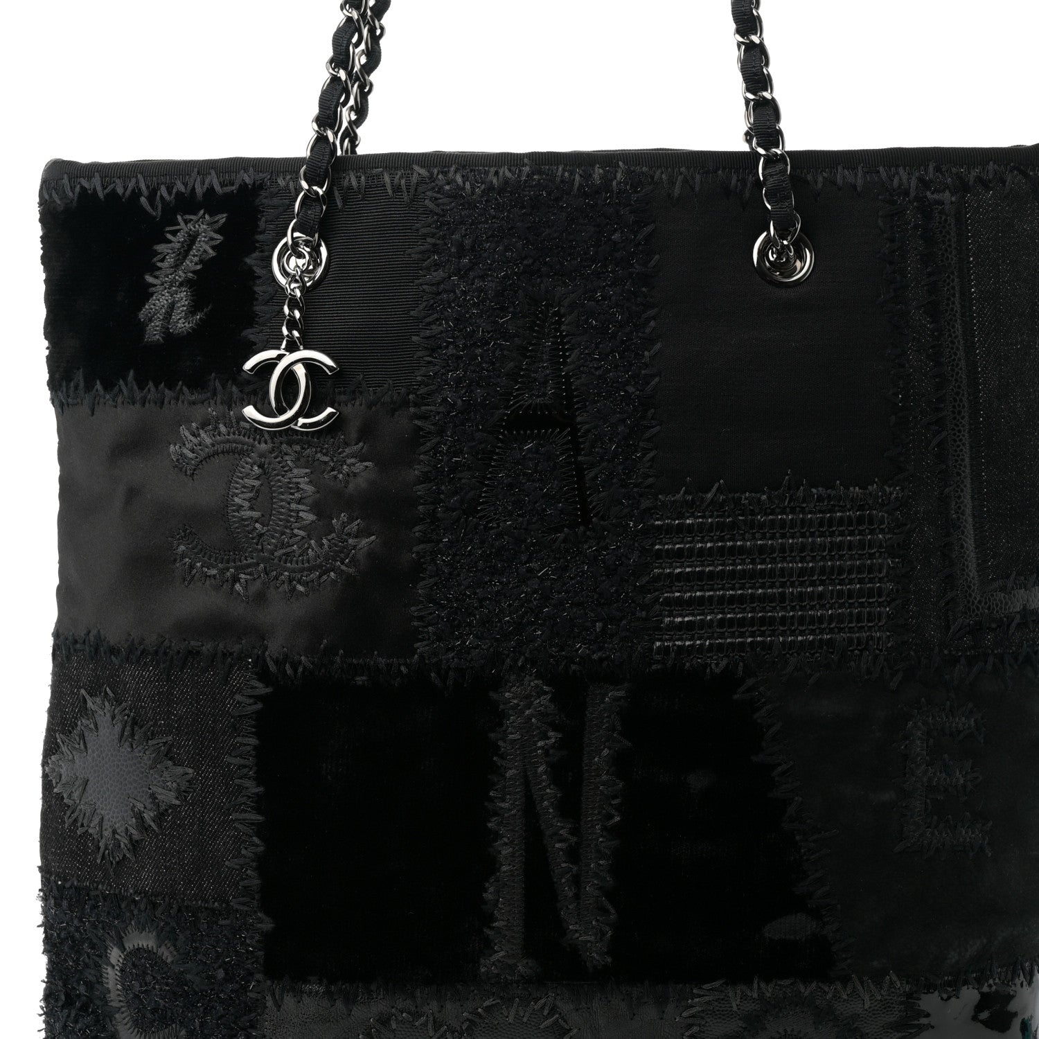 Chanel Tweed Patchwork Tote Black 8 of 10