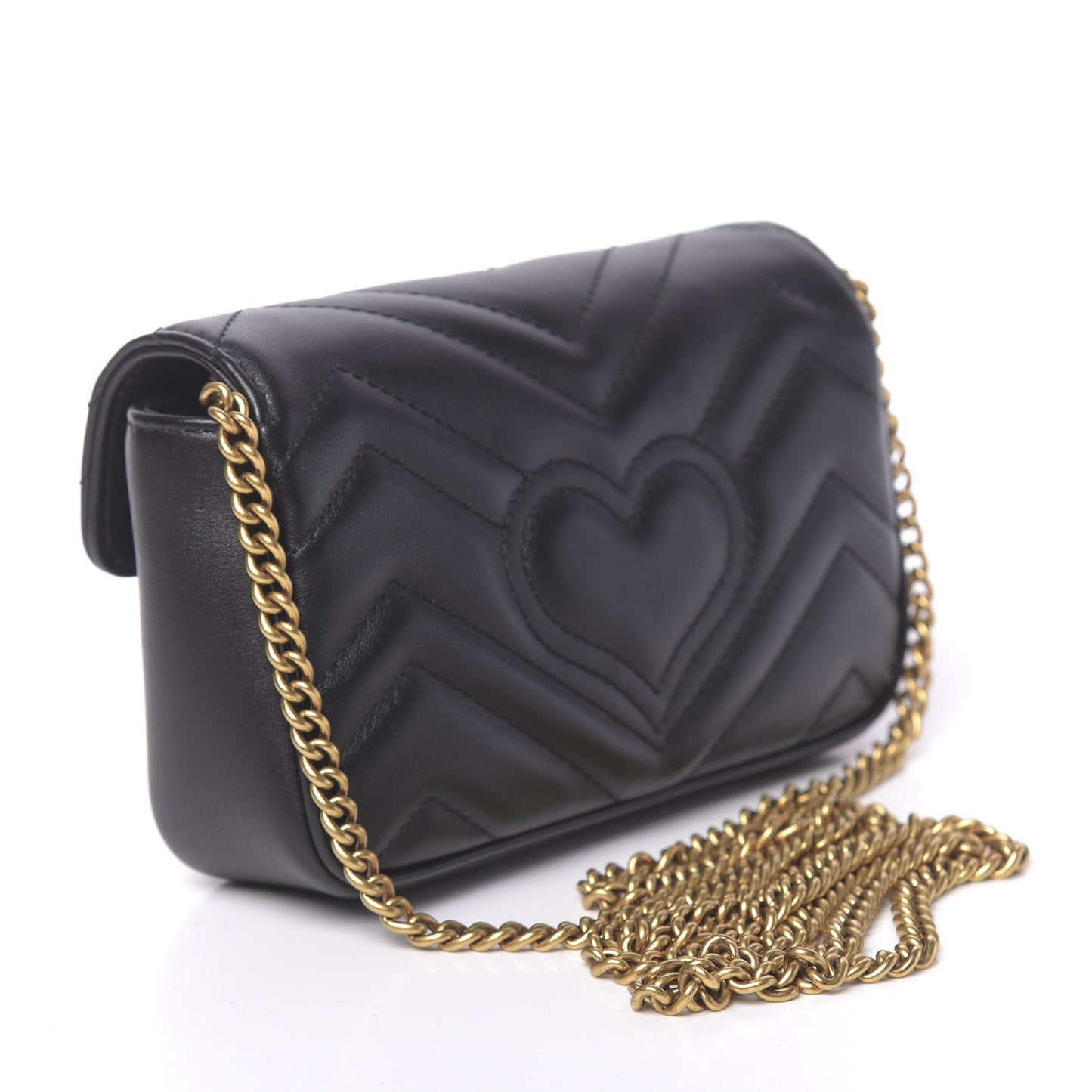 Calfskin Matelasse Super Mini GG Marmont Shoulder Bag Black