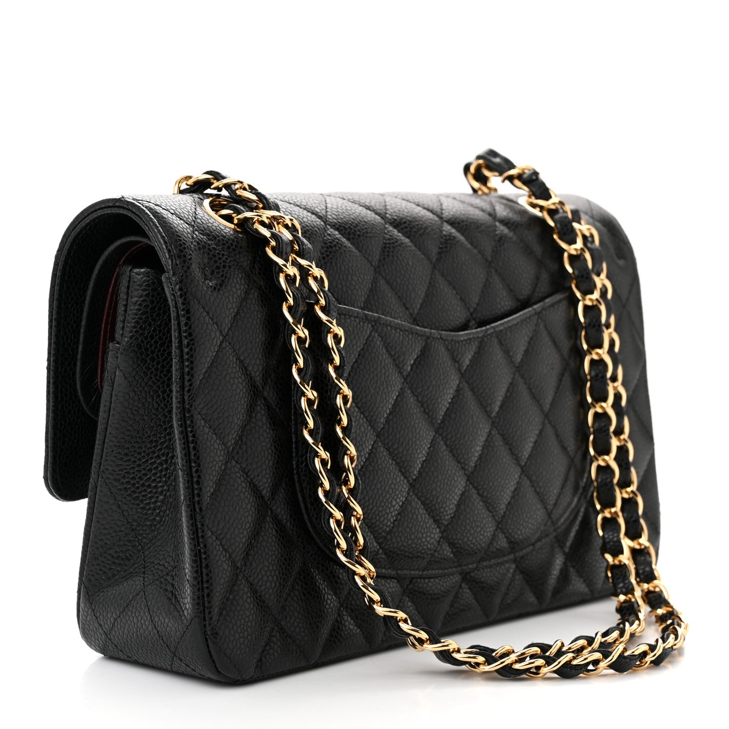 Caviar Quilted Medium Double Flap Black