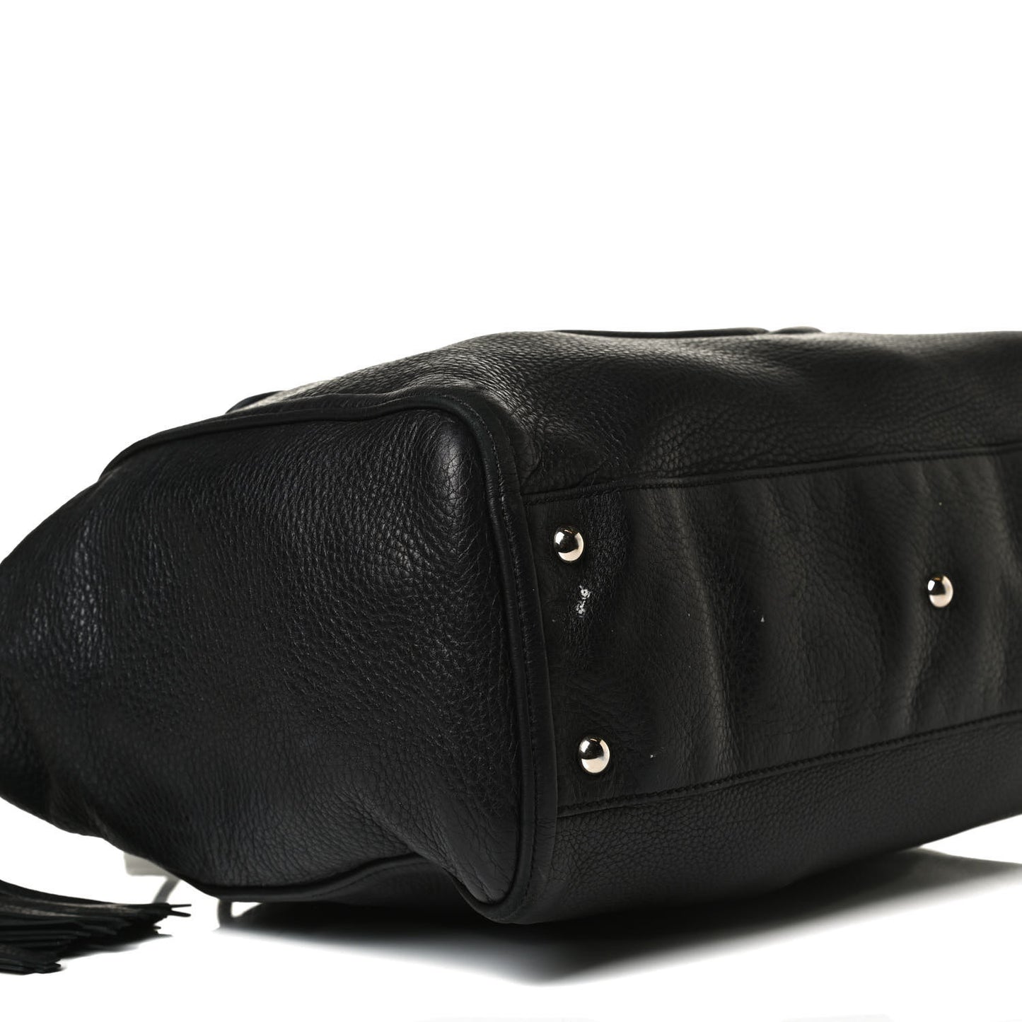 Pebbled Calfskin Large Soho Top Handle Bag Black