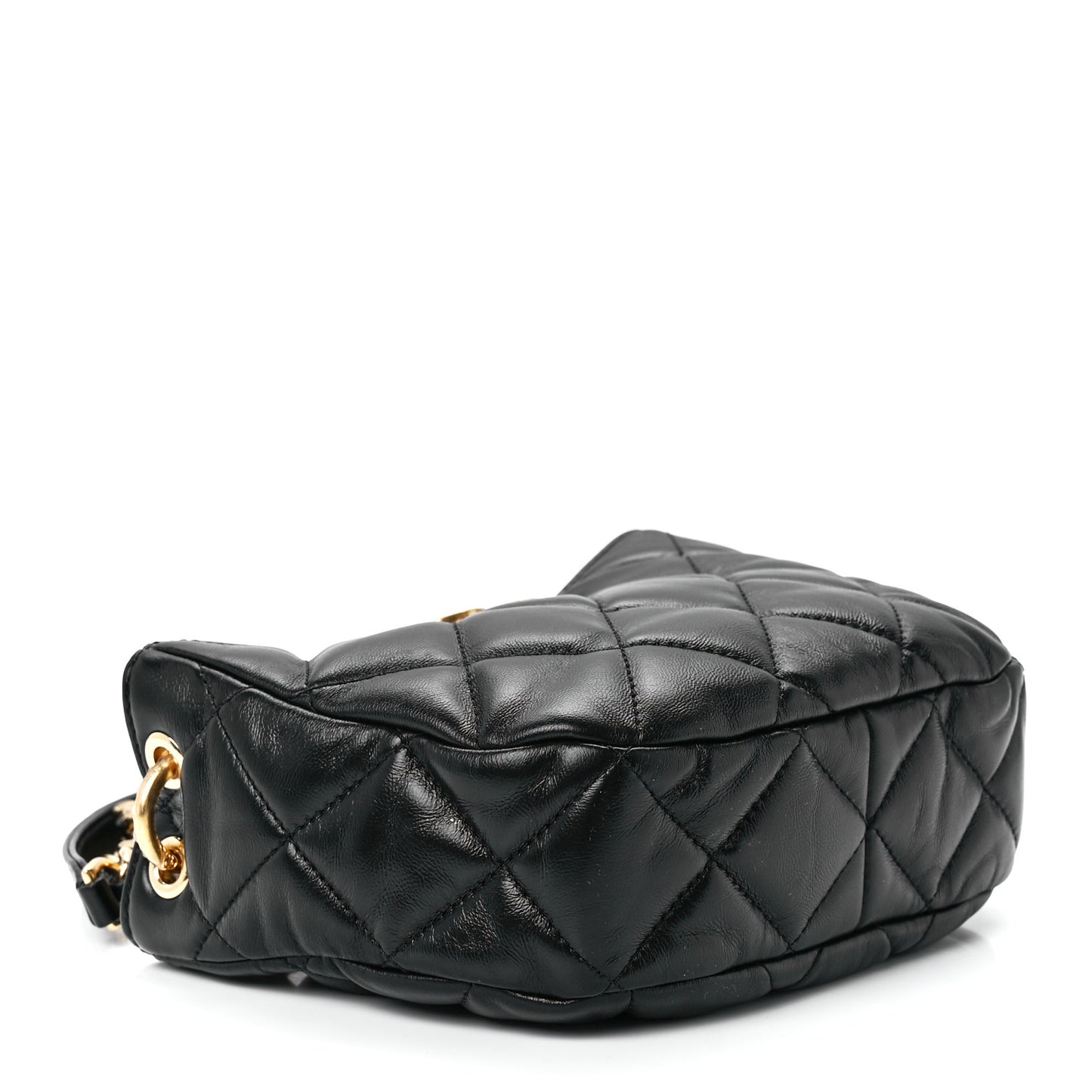 Lambskin Quilted Small Chain Hobo Black