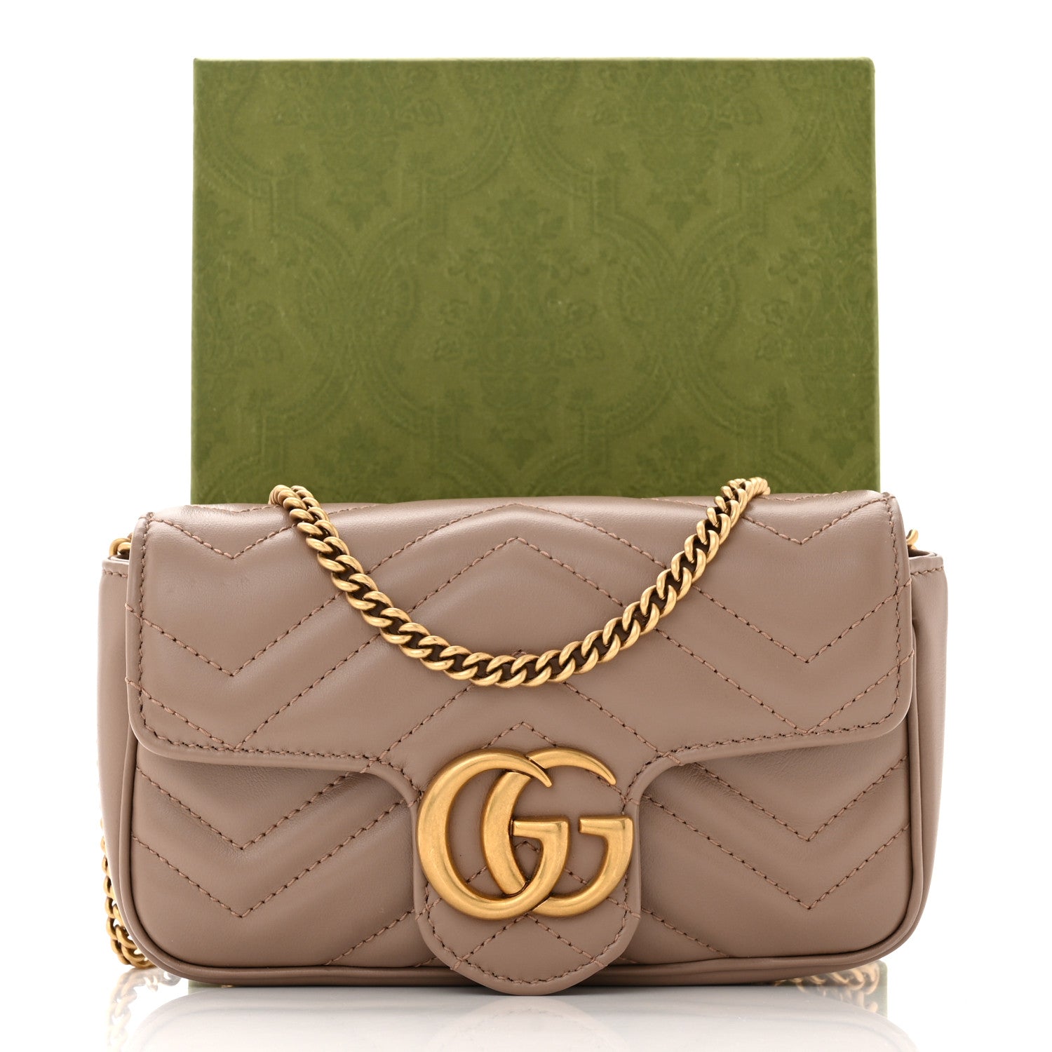 Gucci Calfskin Matelasse Super Mini GG Marmont Shoulder Bag Porcelain Rose 11 of 11