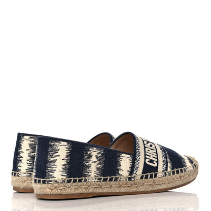 Christian Dior Cotton D-Stripes Embroidered Granville 15mm Espadrilles 37 Deep Blue 4 of 12