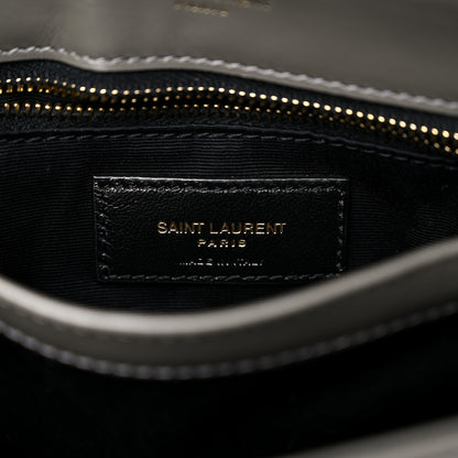 Saint Laurent Calfskin Y Quilted Monogram Toy Loulou Crossbody Bag Grey Kaki 6 of 10