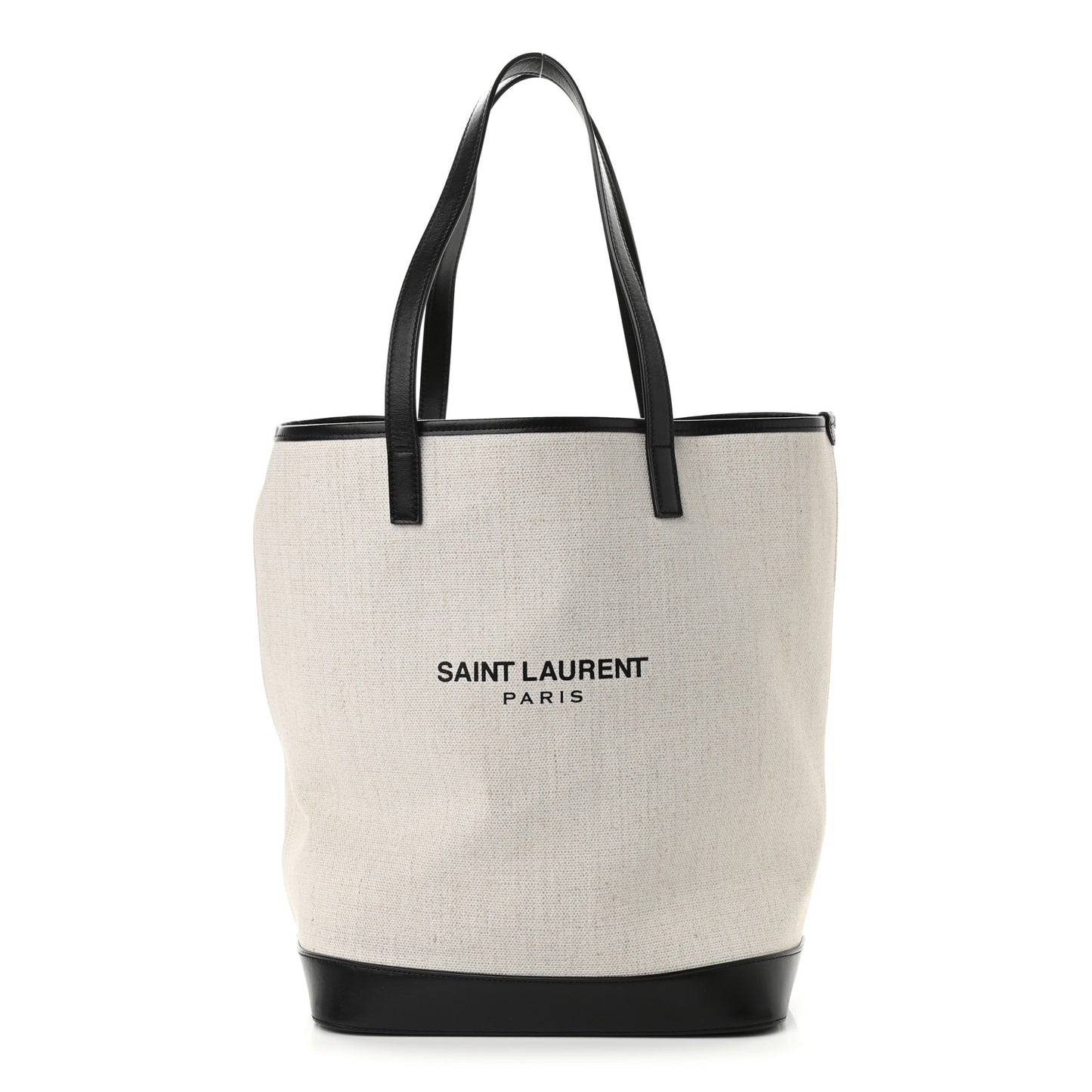 Canvas Calfskin Teddy Drawstring Shopping Tote White Black