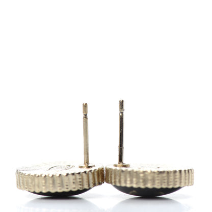Chanel Enamel CC Earrings Black Gold 3 of 4
