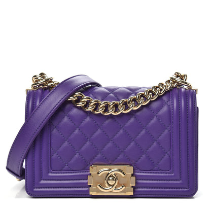 Chanel Calfskin Quilted Small Boy Flap Purple 1 of 12