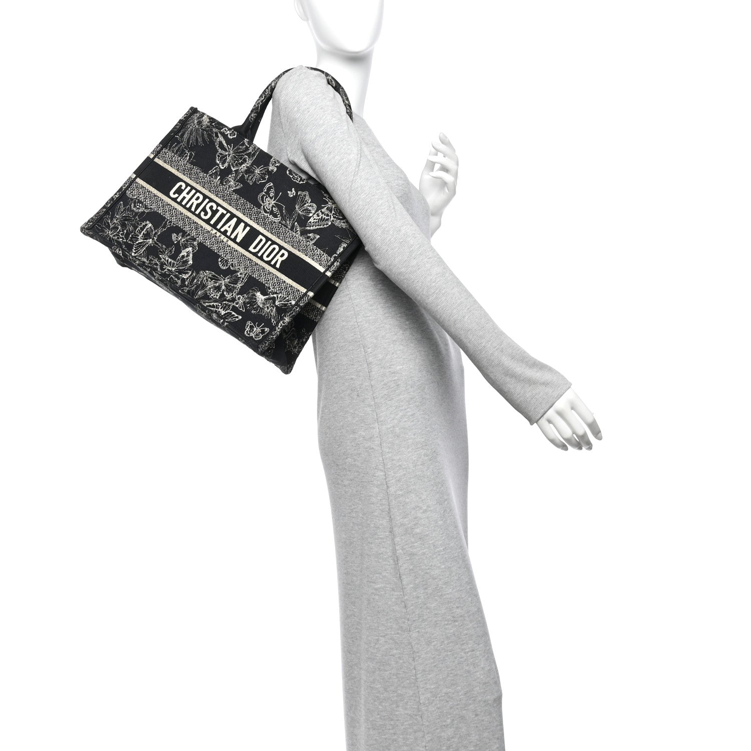 Christian Dior Canvas Embroidered Medium New York Butterfly Book Tote Black 2 of 12