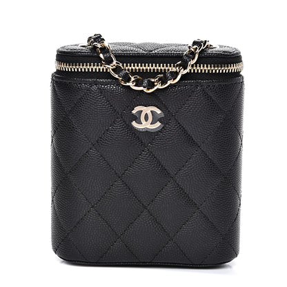 Chanel Caviar Quilted Small Vertical Coco Beauty Vanity Case With Chain Black 1 of 10