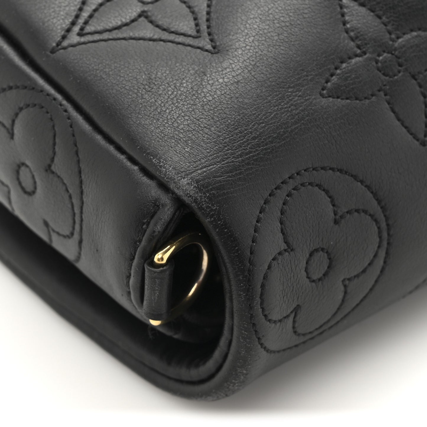 Calfskin Bubblegram Wallet On Strap Black