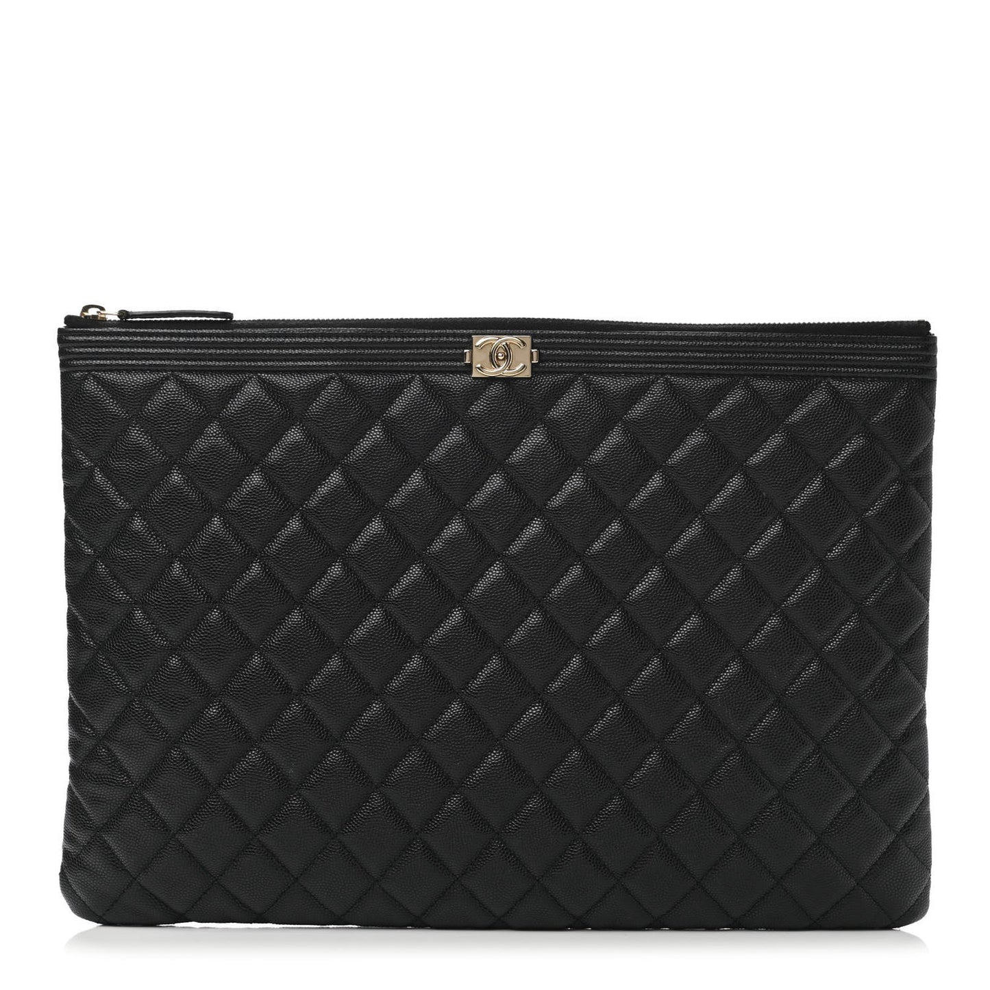 Caviar Quilted Large Boy Cosmetic Case Black